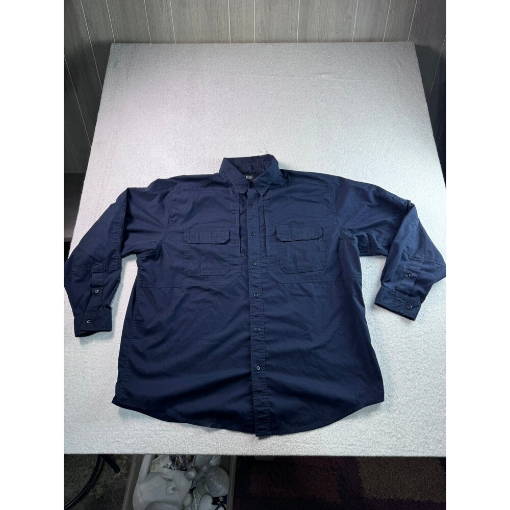 5.11 Tactical Series Men's 2XL Regular Long Sleeve Casual Button-Down Shirt Blue
